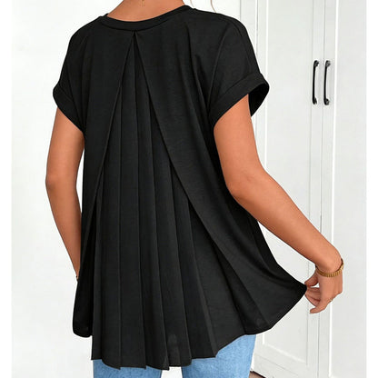 Amber - Pleat-Back Short-Sleeve Top