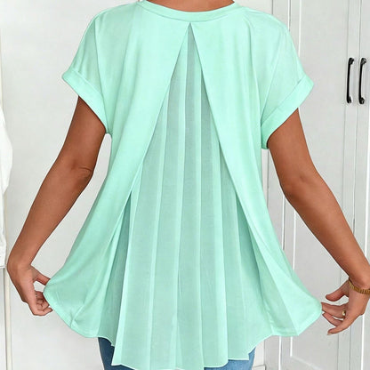 Amber - Pleat-Back Short-Sleeve Top