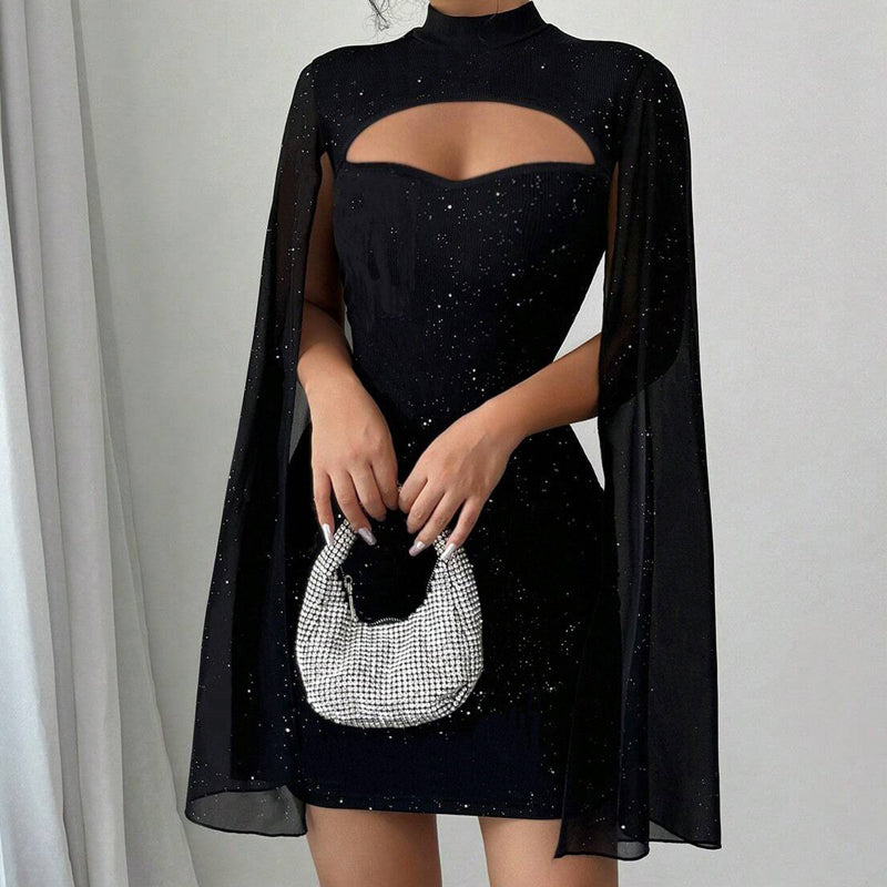 Amelise - Chiffon Cape Cocktail Dress
