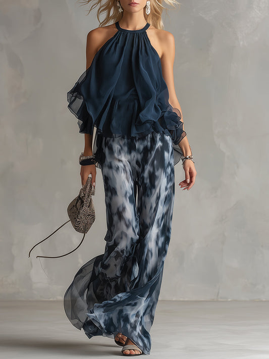 Amparo - Chiffon Halter and Printed Pants