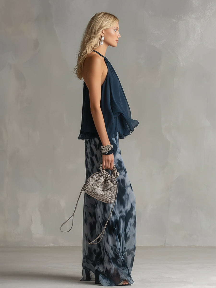Amparo - Chiffon Halter and Printed Pants