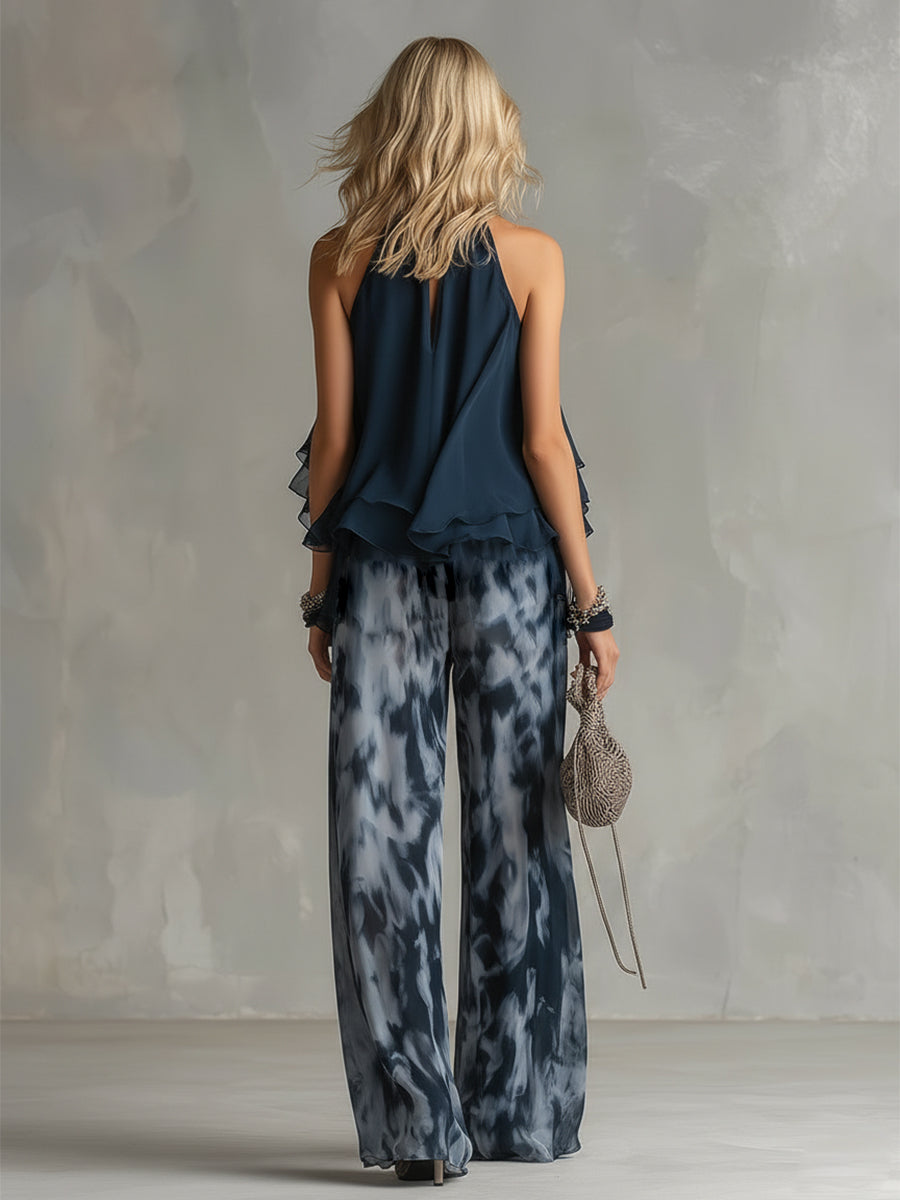 Amparo - Chiffon Halter and Printed Pants