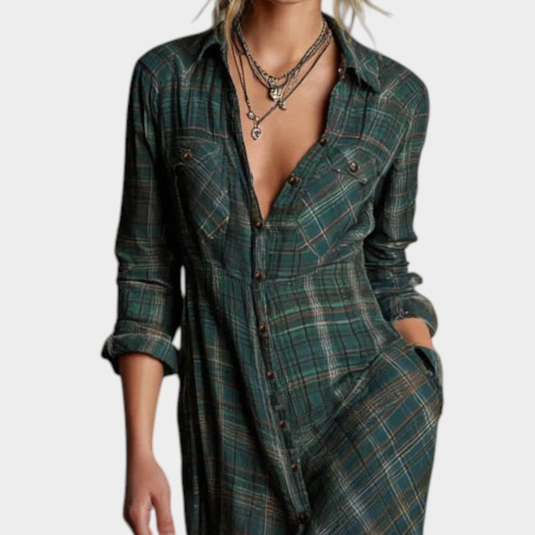 Angelita - Checkered Maxi Shirt Dress