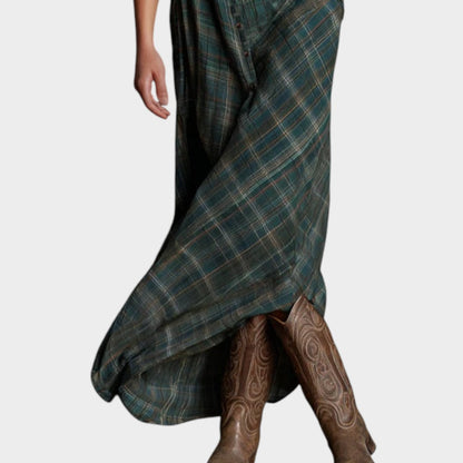 Angelita - Checkered Maxi Shirt Dress