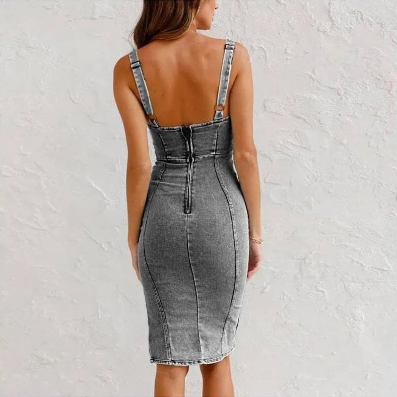 Atria - Split Denim Camisole Dress