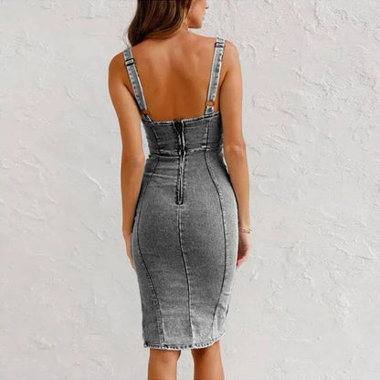 Atria - Split Denim Camisole Dress