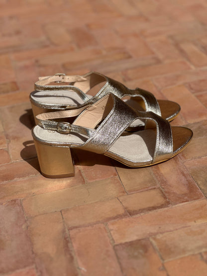 Aureline - Metallic Gold Mid-Heel Sandals