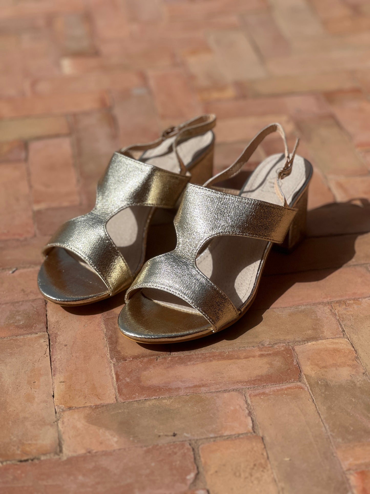 Aureline - Metallic Gold Mid-Heel Sandals