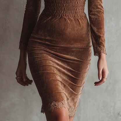 Aurette - Lace-Trim Fitted Dress