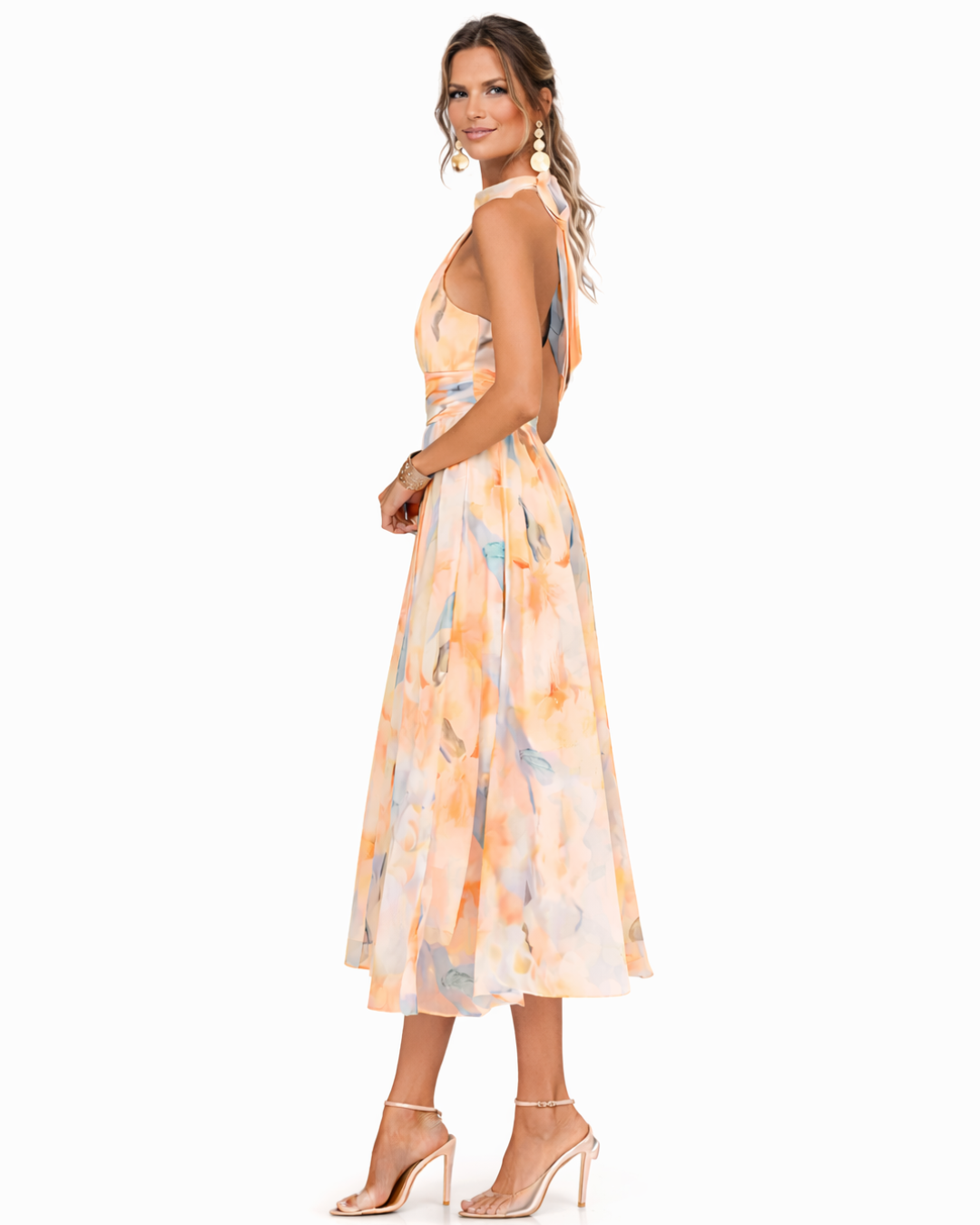Aurora - Watercolor Halter Maxi Dress