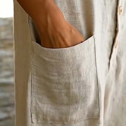 Ava - Linen-Blend Hooded Jumpsuit