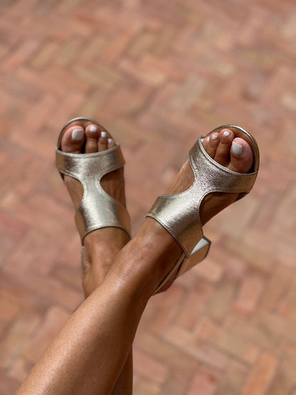Aureline - Metallic Gold Mid-Heel Sandals