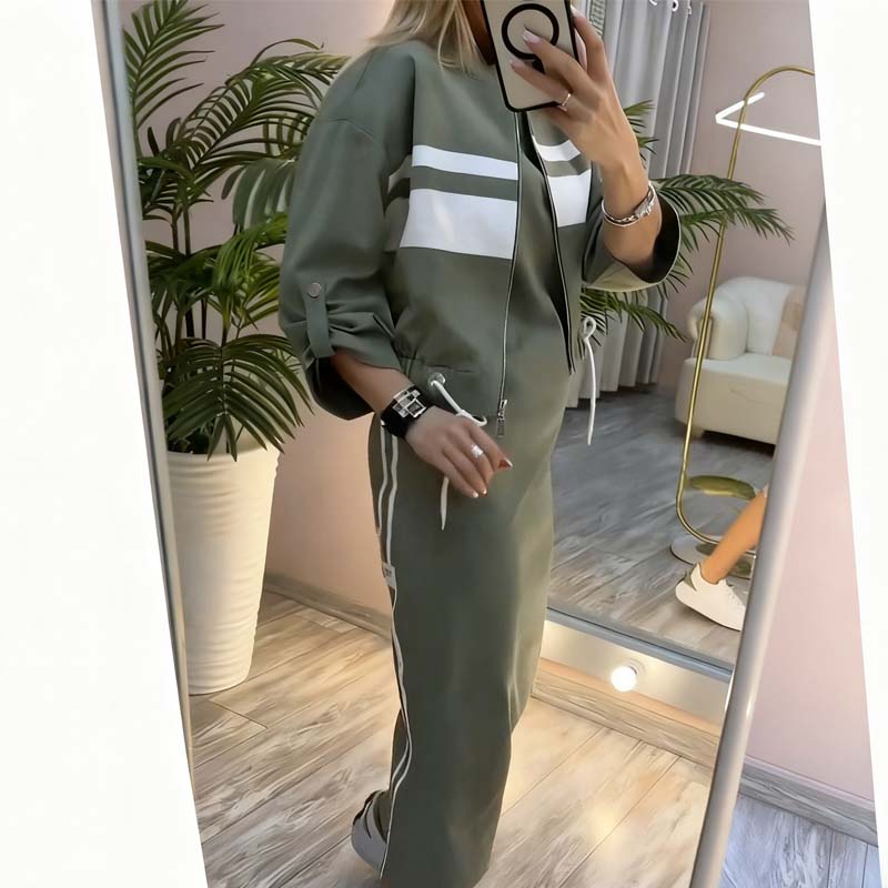 Beverly - Striped Bomber Skirt Set