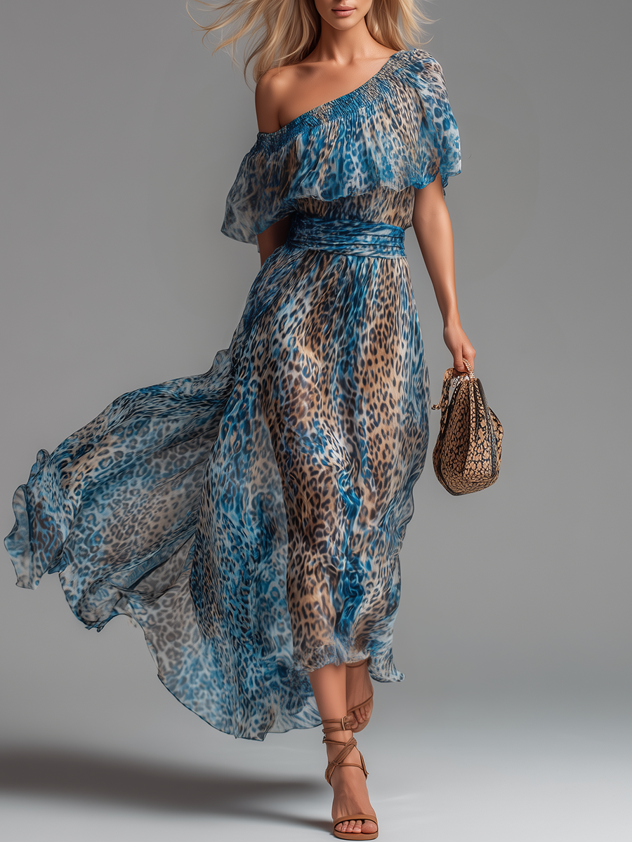 Calista - Leopard Chiffon Maxi Dress