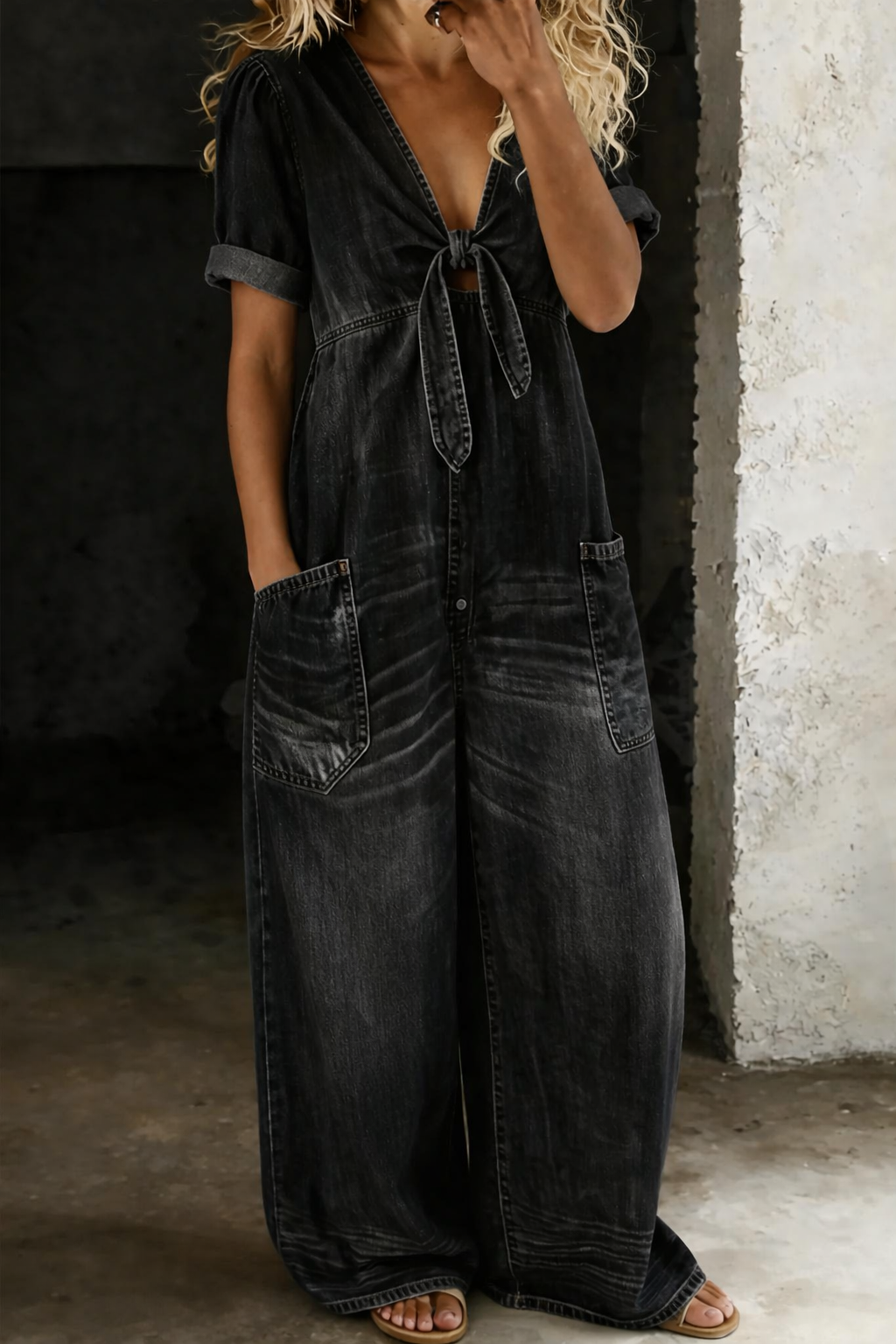 Nalina - Relaxed V-Neck Jumpsuit