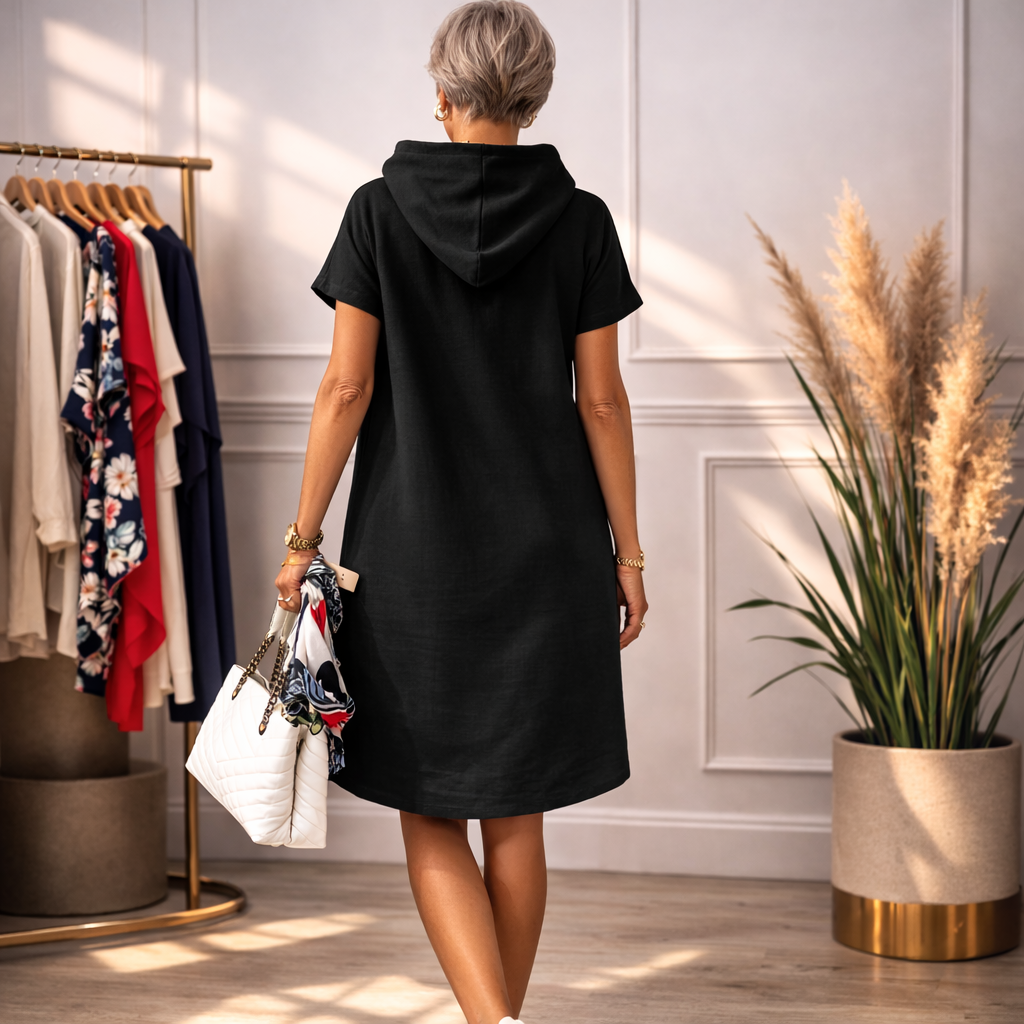 Gail - Hooded Short-Sleeve Dress