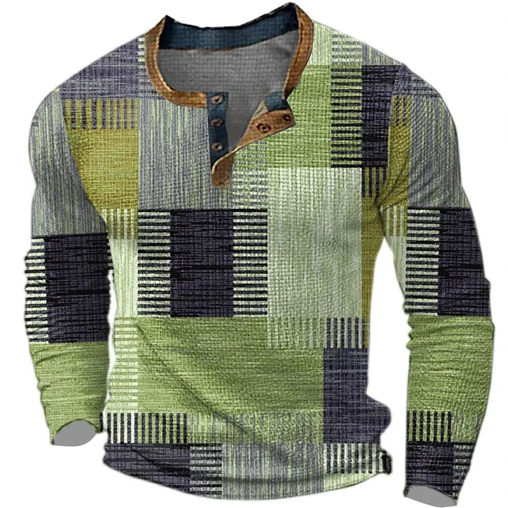 Clint - Patchwork Long-Sleeve Henley