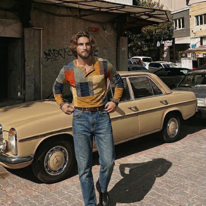 Clint - Patchwork Long-Sleeve Henley
