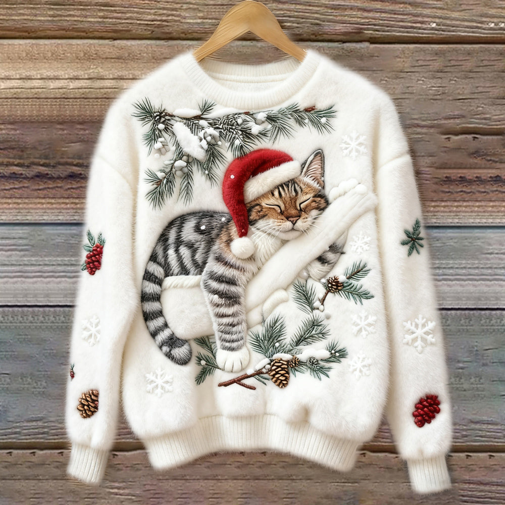 Corinne - Christmas Cat Fleece Sweater