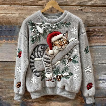 Corinne - Christmas Cat Fleece Sweater