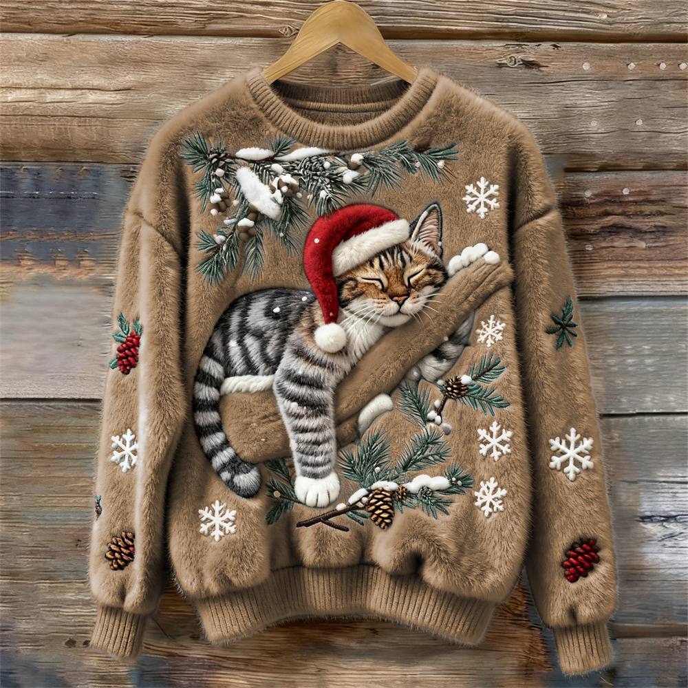 Corinne - Christmas Cat Fleece Sweater