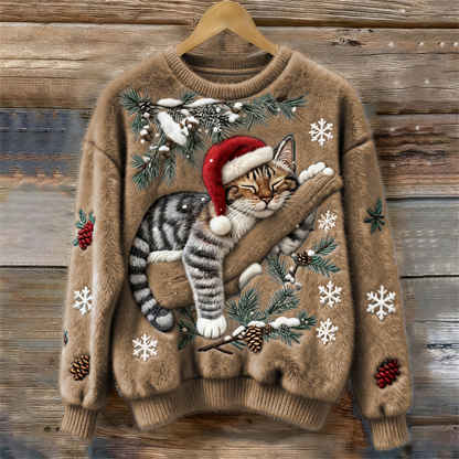 Corinne - Christmas Cat Fleece Sweater