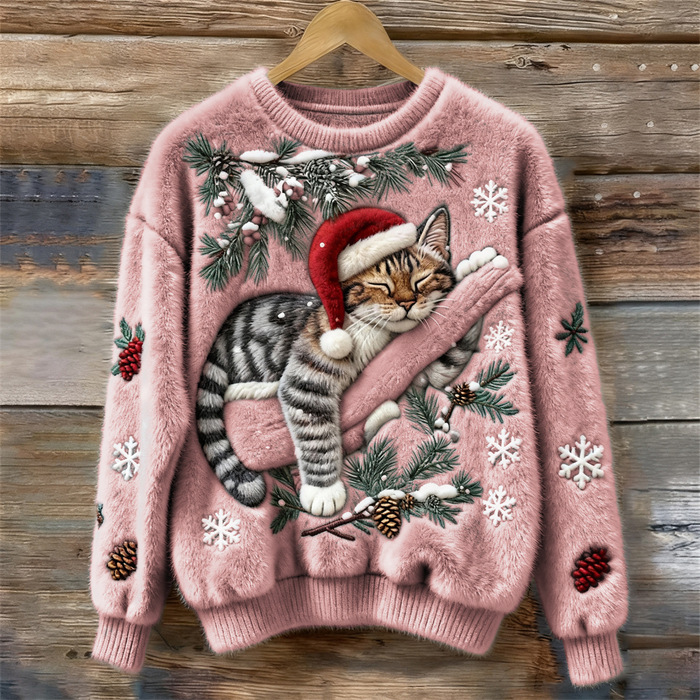 Corinne - Christmas Cat Fleece Sweater