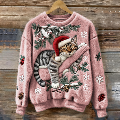 Corinne - Christmas Cat Fleece Sweater