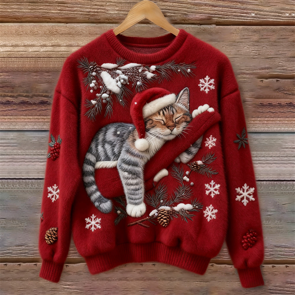 Corinne - Christmas Cat Fleece Sweater