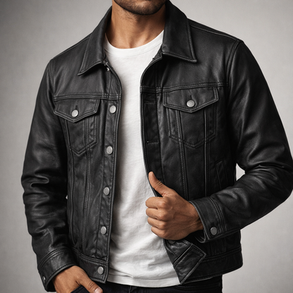 Corvan - Patina Leather Rider Jacket
