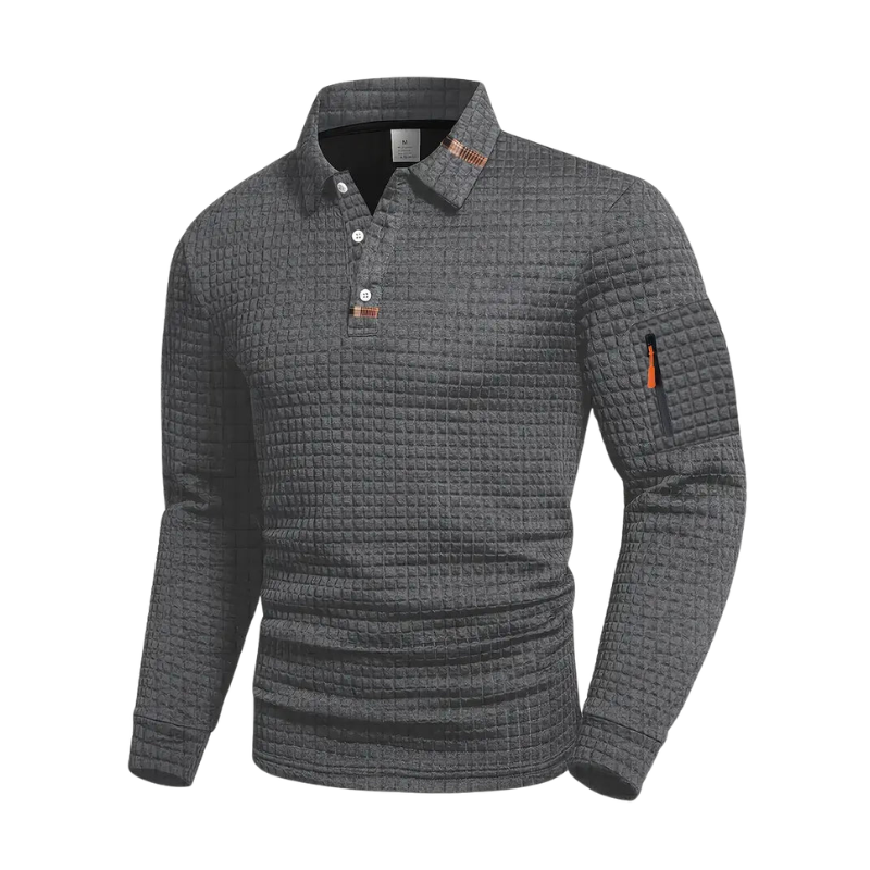 Corvin - Textured Long-Sleeve Polo