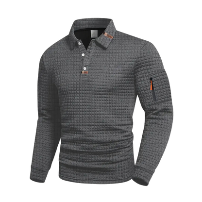 Corvin - Textured Long-Sleeve Polo