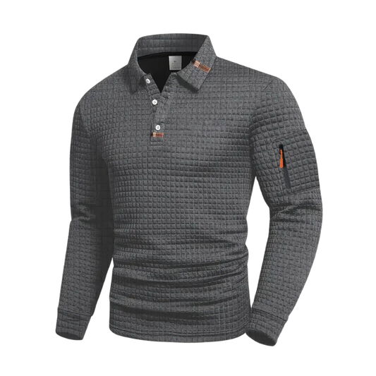 Corvin - Textured Long-Sleeve Polo