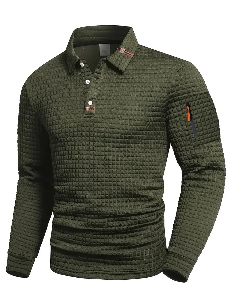Corvin - Textured Long-Sleeve Polo
