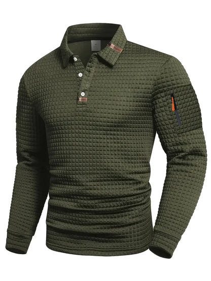 Corvin - Textured Long-Sleeve Polo