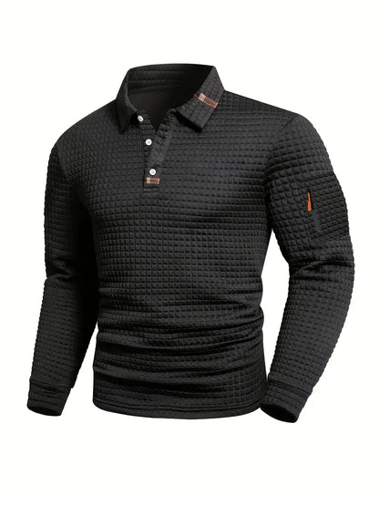 Corvin - Textured Long-Sleeve Polo