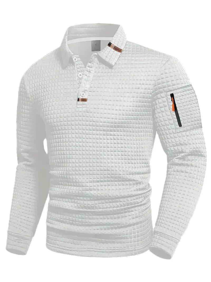 Corvin - Textured Long-Sleeve Polo