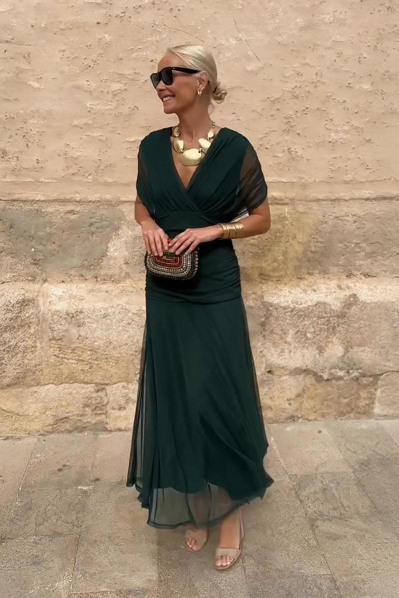 Dalma - Ruched Bardot Dress