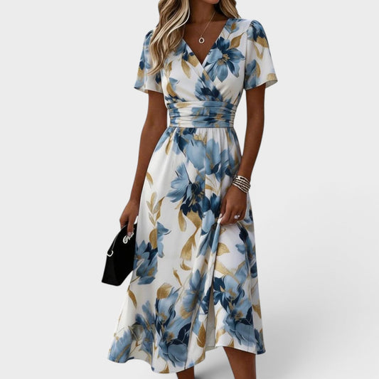 Denise - Floral Wrap Midi Dress