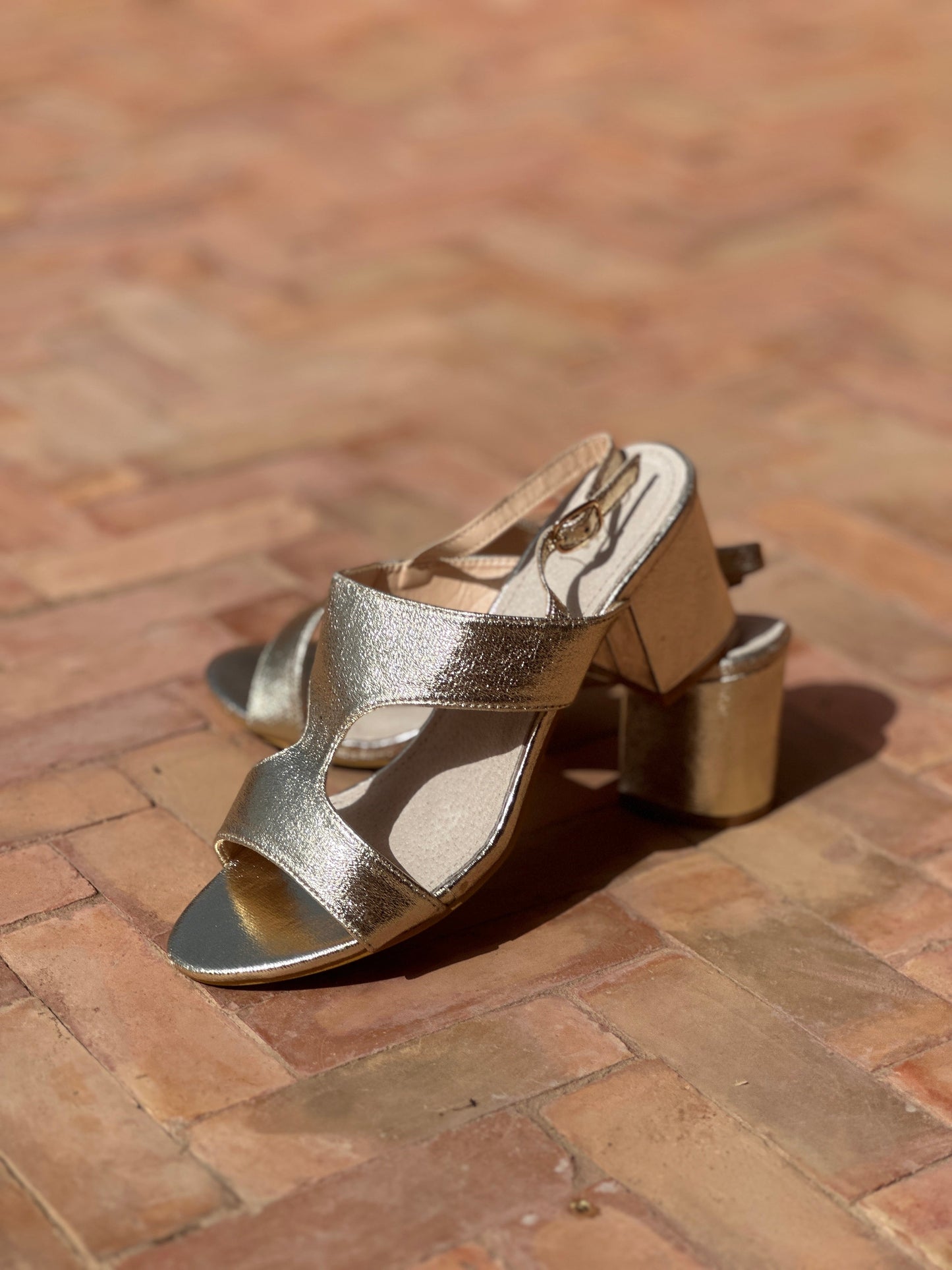 Aureline - Metallic Gold Mid-Heel Sandals