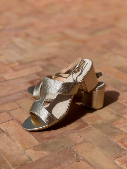 Aureline - Metallic Gold Mid-Heel Sandals