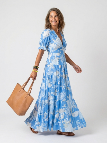Moreno - Floral V-Neck Midi Dress