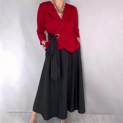 Elaris - Colorblock Wrap Top Skirt Set
