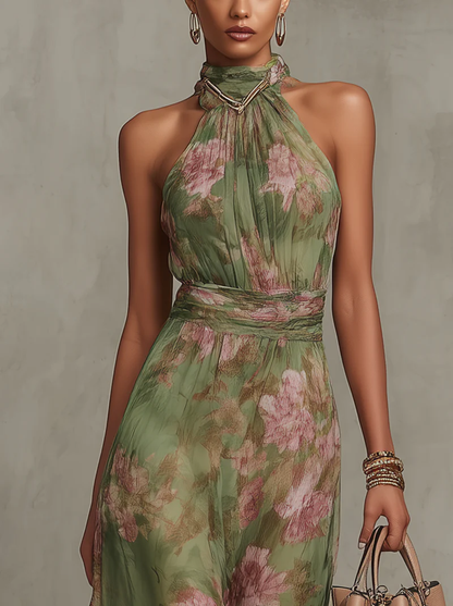 Elyra - Floral Halter Maxi Dress
