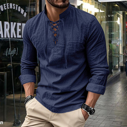 Emery - Laced-Neck Cotton-Blend Shirt