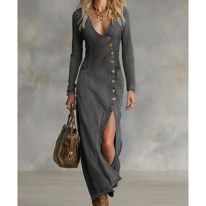 Estella - Asymmetric V-Neck Maxi Dress