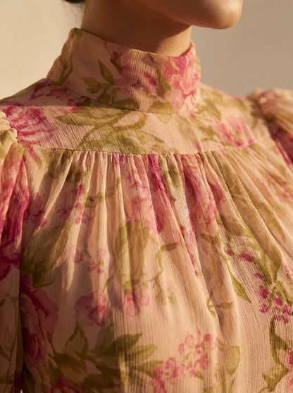 Vesna - High-Neck Chiffon Maxi Dress