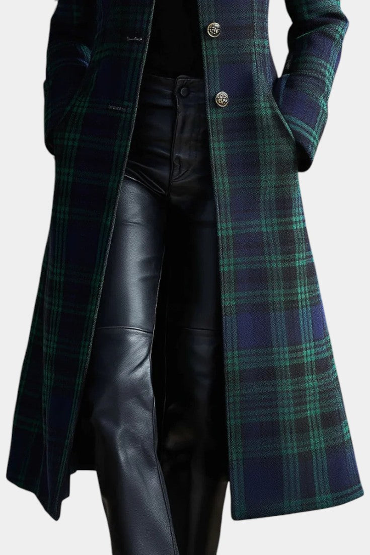 Fiora - Bicolor Check Midi Coat