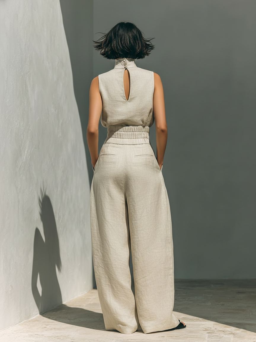 Jacqueline - Cotton-Linen Tank and Trousers