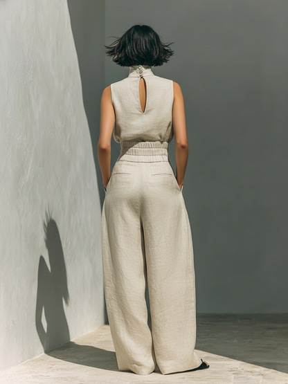 Jacqueline - Cotton-Linen Tank and Trousers